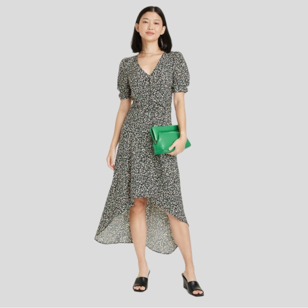 A New Day Women’s Crepe Short Sleeve Midi Dress L NWT